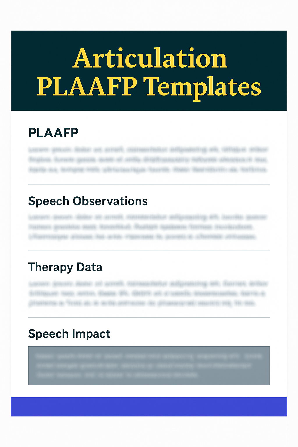 Articulation PLAAFP Template Set